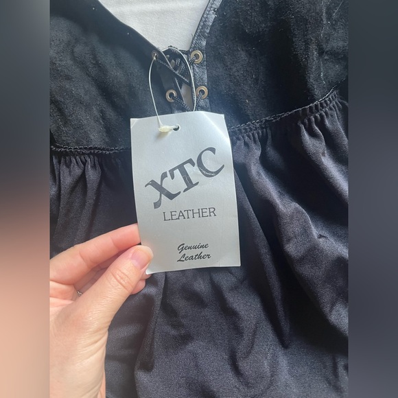 Vintage XTC Black Leather Sexy Lace Up Bodysuit Size L Deadstock - Picture 8 of 12